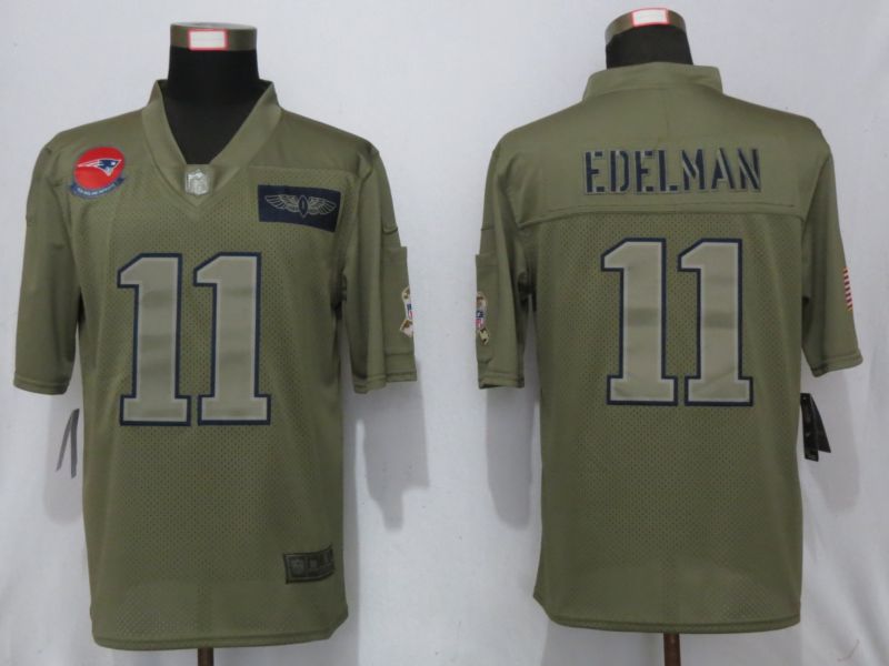 Men New England Patriots #11 Edelman Nike Camo 2019 Salute to Service Limited NFL Jerseys